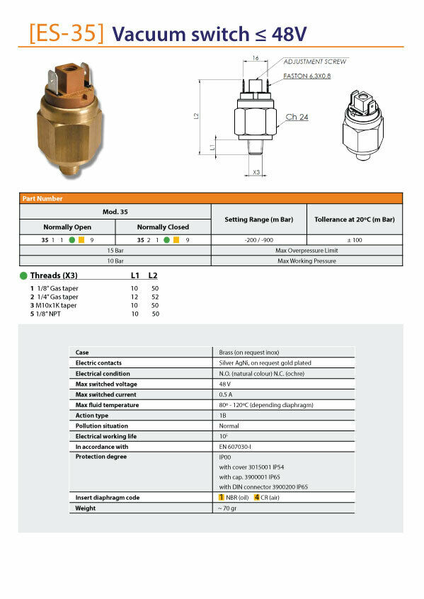 Adjustable Vacuum Switch - Diagram