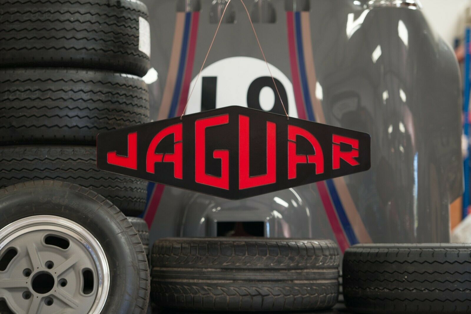 Jaguar Large, Black & Red, Workshop, Steel Sign - Wall Mounted - Image 2