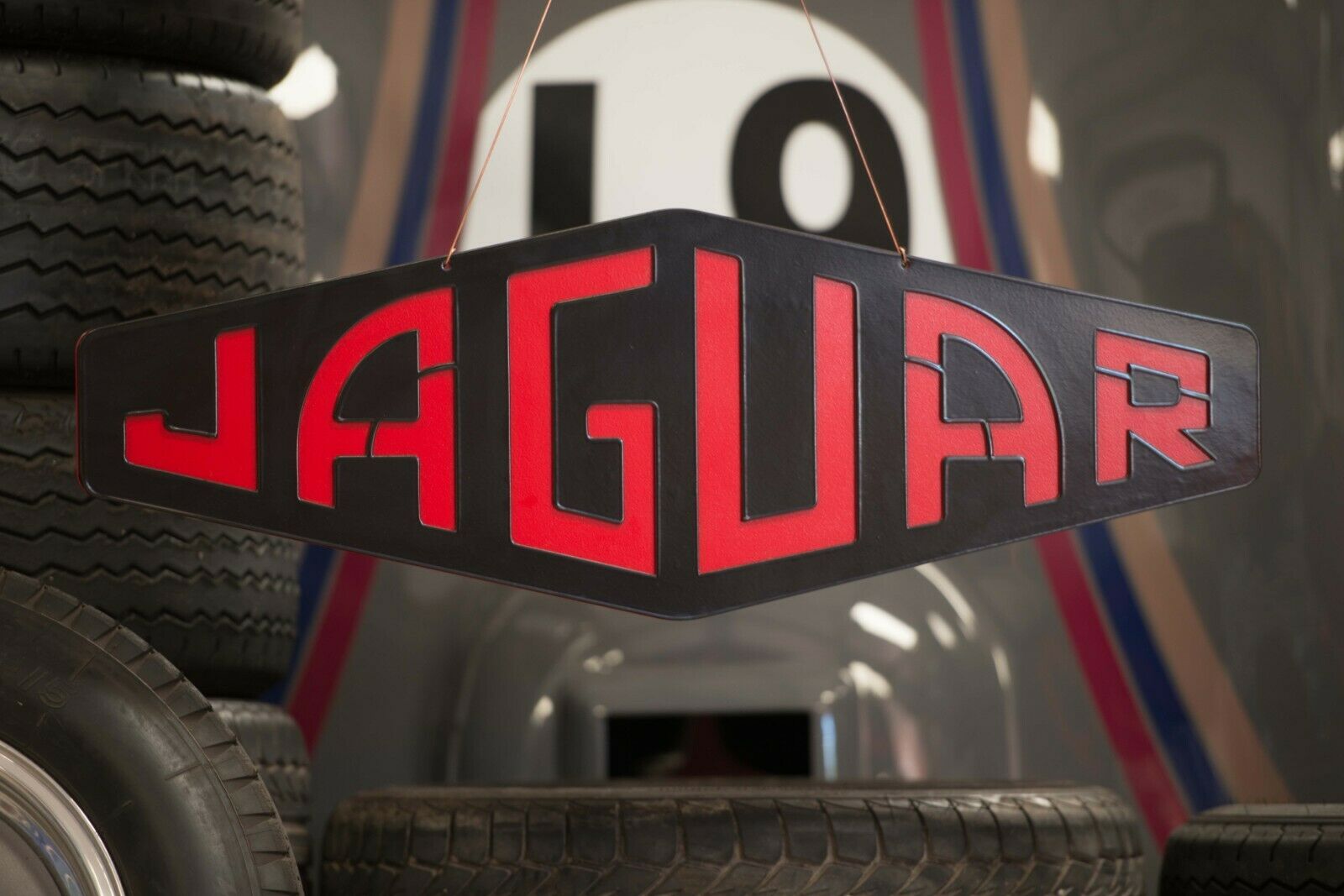 Jaguar Large, Black & Red, Workshop, Steel Sign - Wall Mounted - Image 3