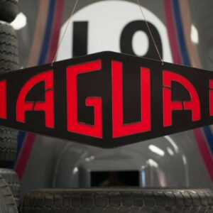 Jaguar Large, Black & Red, Workshop, Steel Sign - Wall Mounted