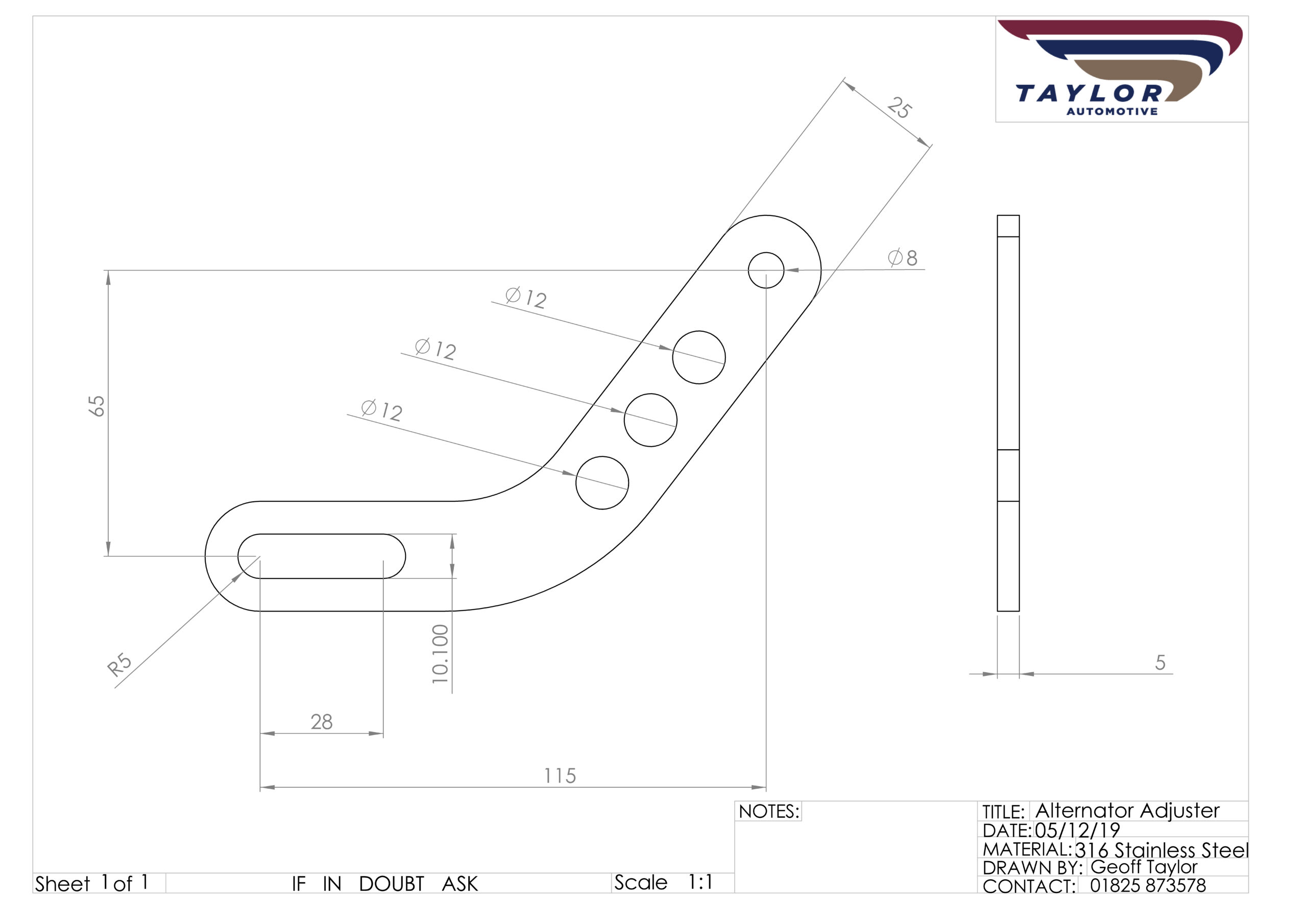 Alternator Adjuster Bracket - Universal Stainless Steel - Image 3