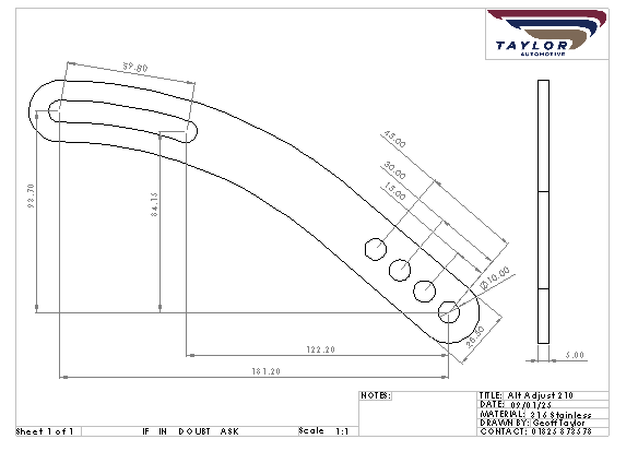 Curved Alternator Adjuster Bracket - Short Slot Universal Stainless Steel - Image 3