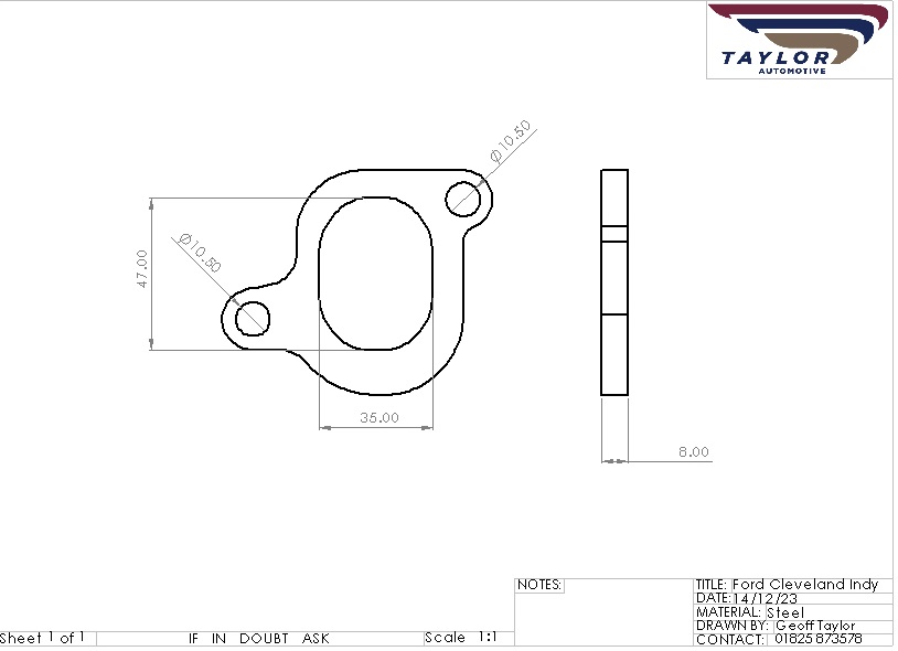 Ford Cleveland 351 V8 Exhaust Flanges - Mild Steel, De Tomaso, Mustang, Torino - Image 2