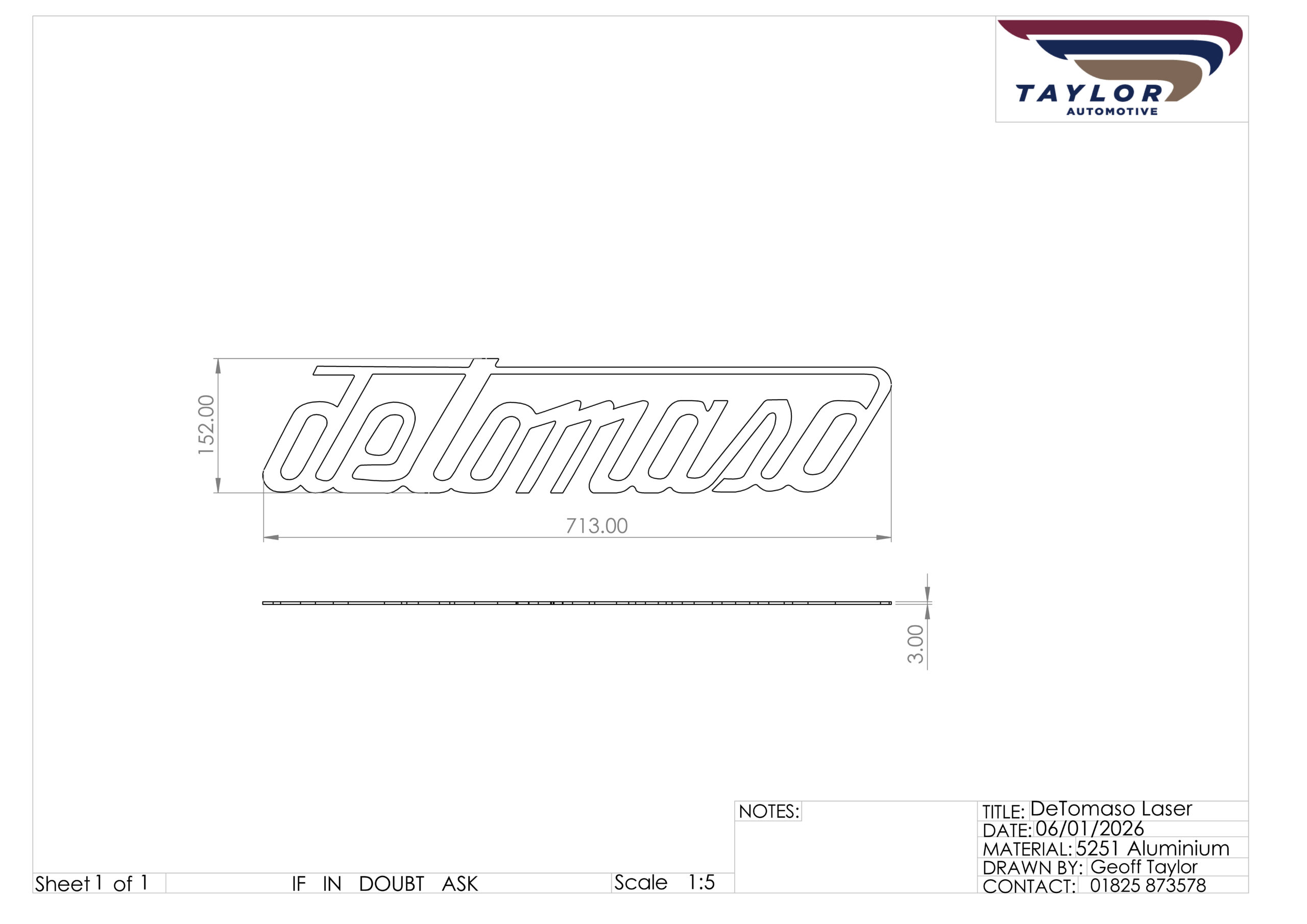 De Tomaso Aluminium Workshop Sign - Large - Image 2