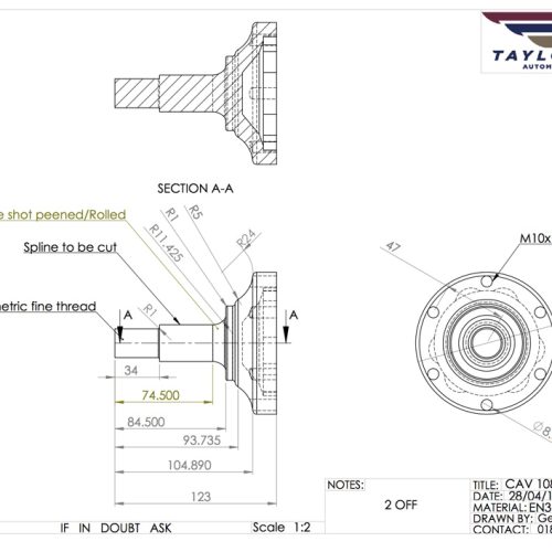 CAV 108 CV Stub axle Diagram