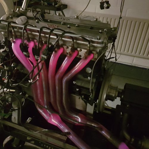 Classic Fabs Long manifold on the engine Dyno, Jagaur 4.2 E Type engine