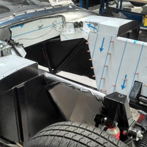 Realm Jaguar D-Type Aluminium panelling underway